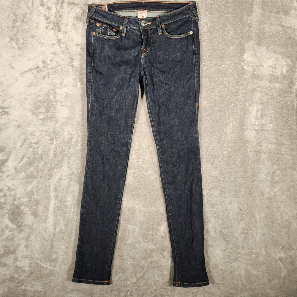 True Religion Brand Jeans Mens 29 Dark Blue Excellent Slim Straight Made in USA